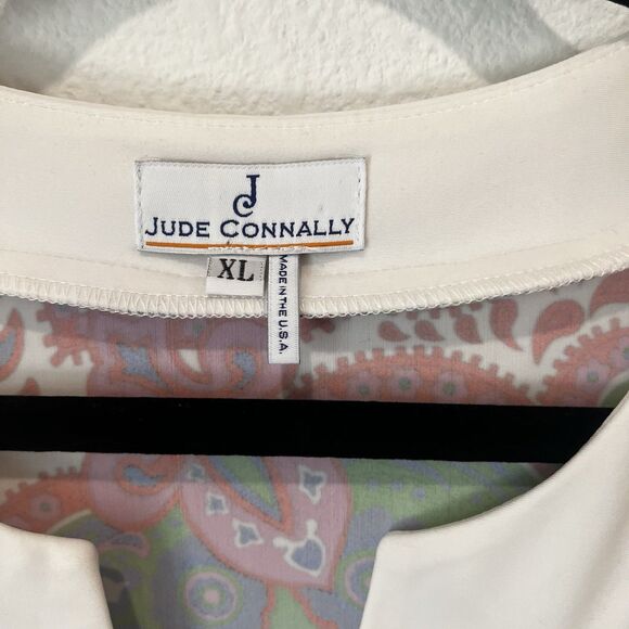 Jude Connally Holly Paisley Bright Colorful Tunic Mini  Shift Dress V-Neck XL - Picture 2 of 9